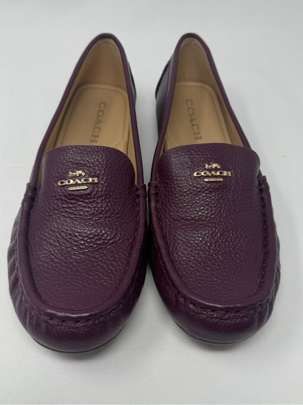 Coach Womens Size 9.5B Marley Leather Driving Loafer Leather Slip On Purple Plum